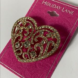 Holiday Lane golden heart pin